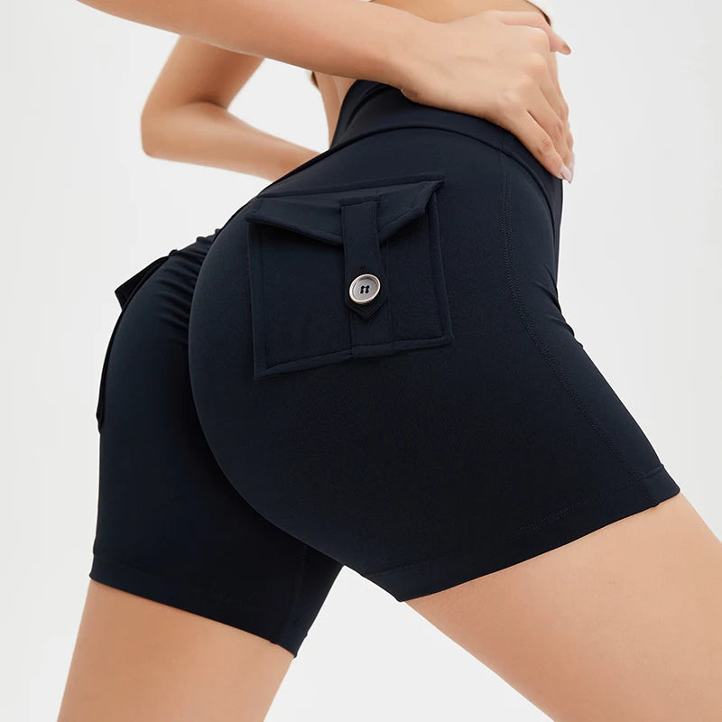 Tight Women'S Shorts Sexy Cycling Shorts Elastic High Waist Shorts Back Pockets Breathable Sport Shorts Ropa De Mujer