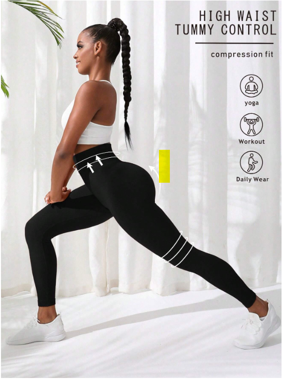 3pcs Solid Tummy Control Sports