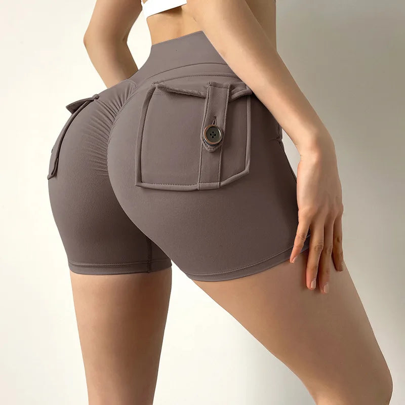 Tight Women'S Shorts Sexy Cycling Shorts Elastic High Waist Shorts Back Pockets Breathable Sport Shorts Ropa De Mujer